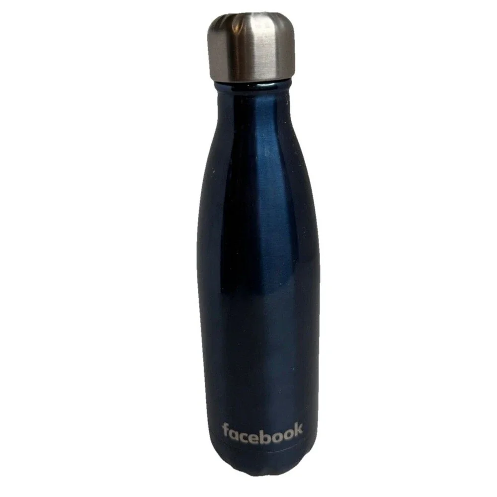 Facebook S’well 17oz Stainless Steel Blue Water Bottle Employee Narrow Neck